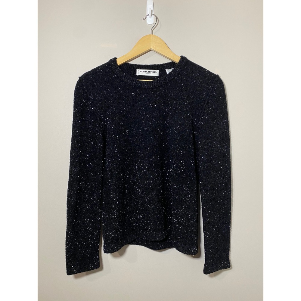 Sonia Rykiel Black Sparkle Knit Sweater Made in Italy Size 40 US 8 Textured Soft